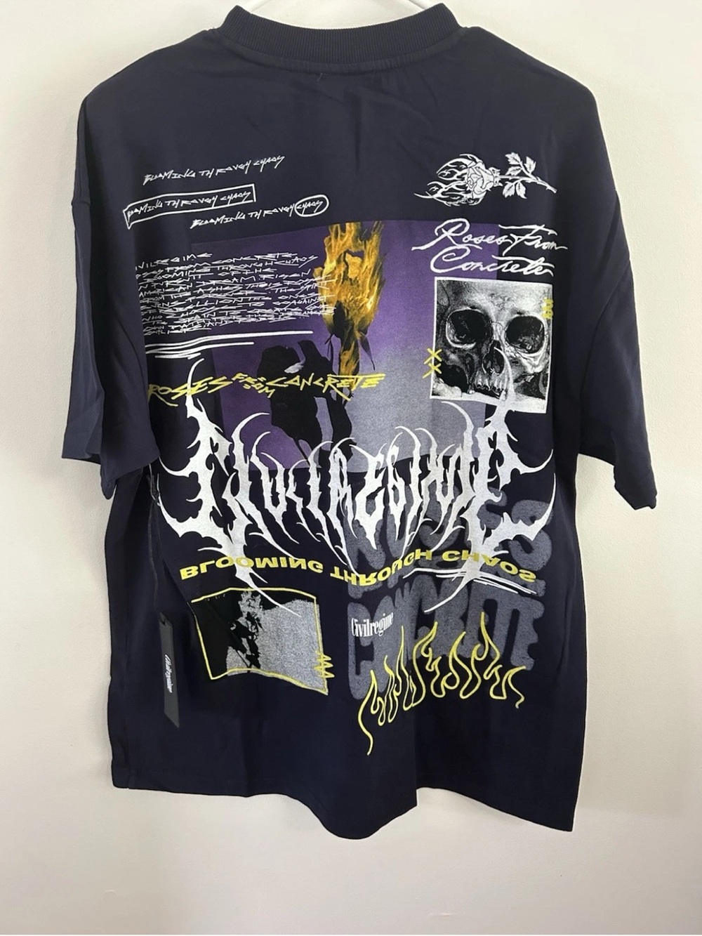 Men’s Size L Civil Regime "Watch Us Burn" American Classic Tee Dusk Blue